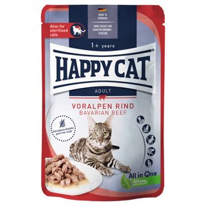 Výhodné balení Happy Cat Pouch Meat in Sauce 24 x 85 g - hovězí