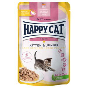 Výhodné balení Happy Cat Pouch Meat in Sauce 24 x 85 g - kitten drůbeží