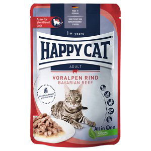 Výhodné balení Happy Cat Pouch Meat in Sauce 48 x 85 g - hovězí