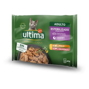 Ultima Cat Sterilised 48 x 85 g - kuřecí a losos