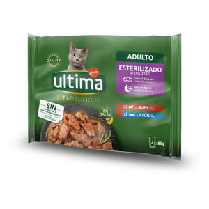 Výhodné balení Ultima Cat Sterilized 96 x 85 g - hovězí a tuňák
