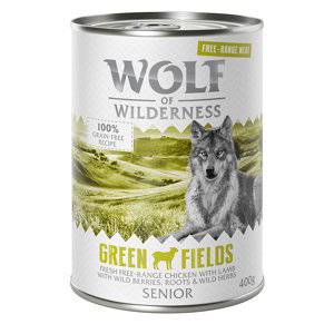Wolf of Wilderness "Free-Range Meat" Senior 6 x 400 g - Senior Green Fields - jehněčí a kuřecí z volného chovu
