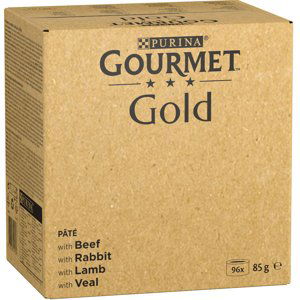 Gourmet Gold konzervičky, 192 x 85 g - 10 % sleva - Vydatná pěna: hovězí, králík, jehněčí, telecí