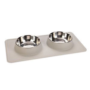 Karlie Diner Set Dex silikon - 2 x 350 ml, Ø 14 cm světle šedá