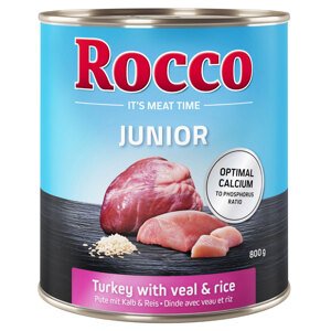 Rocco Junior 6 x 800 g - krůtí s telecími srdci a rýží