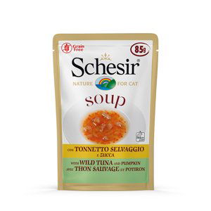 Schesir Cat Soup 12 x 85 g - divoký tuňák s dýní