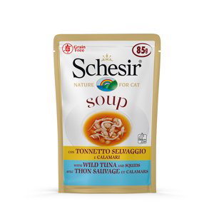 Schesir Cat Soup 12 x 85 g - divoký tuňák s chobotnicí