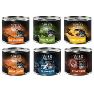 Wild Freedom konzervy, 6 x 200 g, 5 + 1 zdarma! - Mix balení (6 x 200 g) (kuřecí, losos, králík, zvěřina, jehněčí)