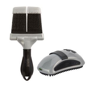 FURminator Dog deShedding Tool + Curry Comb kartáč zdarma!  - Slicker kartáč L Firm: D 20 x Š 10 x V 4 cm  + Curry Comb hřeblo cca. d 12 x š 6 x v 4 cm