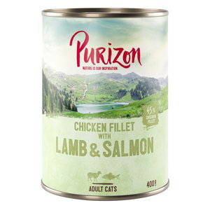 Purizon Adult 6 x 400 g - bez obilovin - kuřecí filet s lososem a jehněčím