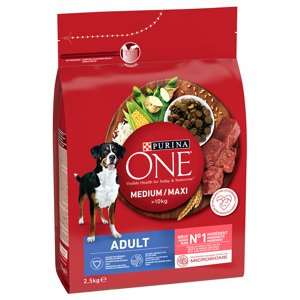 PURINA ONE Medium/Maxi Adult Beef & Rice - 2 x 2,5 kg