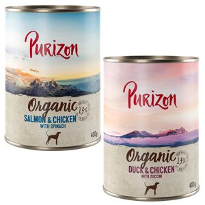 Purizon bez obilovin,  6 x 800 g / 400 g - 5 + 1 zdarma! - míchané balení: 3 x kachna s kuřecím, 3 x losos s kuřecím (6 x 400 g)