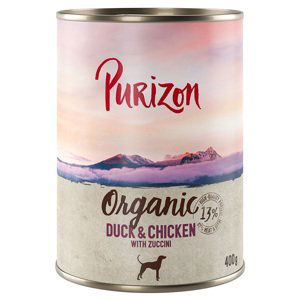 Purizon bez obilovin,  6 x 800 g / 400 g - 5 + 1 zdarma! - Organic kachna a kuřecí s cuketou (6 x 400 g)