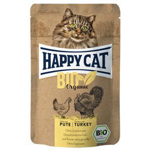 Výhodné balení Happy Cat Bio Pouch 12 × 85 g - bio kuřecí a bio krůtí