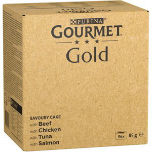 Gourmet Gold konzervičky, 96 x 85 g - 10 % sleva - Raffiniertes Ragout: hovězí, kuřecí, tuňák, losos
