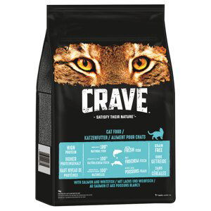 Crave Adult Cat granule,  14 kg - 10 + 4 kg zdarma - s lososem & bílými rybami