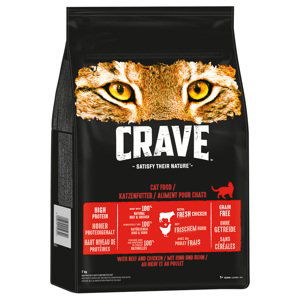 Crave Adult Cat granule,  14 kg - 10 + 4 kg zdarma - s hovězím a kuřecím
