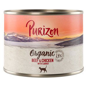 Purizon konzervy, 6 x 200 / 6 x 400 g za skvělou cenu!  -Organic  hovězí a kuřecí s mrkví (6 x 200 g)