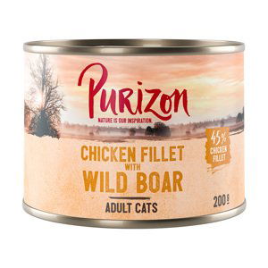 Purizon konzervy, 6 x 200 / 6 x 400 g za skvělou cenu!  - Adult - bezobilné kuřecí filet s divočákem (6 x 200 g)