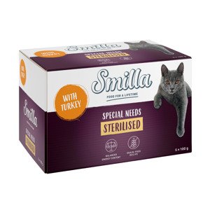 Smilla Sterilised vaničky, 6 x 100 g - skvělá cena -  krůtí