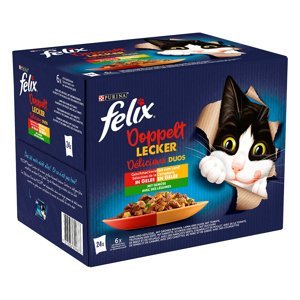 Felix kapsičky, 48 x 85 g - 20 % sleva - "Sensations" hovězí a drůbeží, jehněčí a kuřecí, krůtí a kachní, vepřové a zvěřina se zeleninou