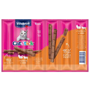 Vitakraft Cat Stick Classic snacky, 24 x 6 g, 20 + 4 zdarma!  - krůtí a jehněčí