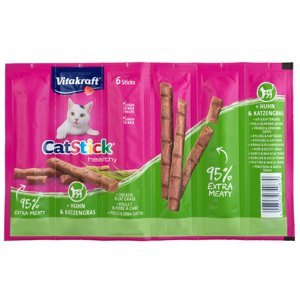 Vitakraft Cat Stick Classic snacky, 24 x 6 g, 20 + 4 zdarma!  - kuřecí & kočičí tráva
