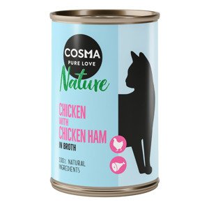 Výhodné balení Cosma Nature 24 x 140 g - kuřecí a kuřecí šunka