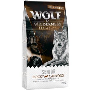 2 x 12 kg Wolf of Wilderness granule (Single Protein) s masem z volného chovu - SENIOR Rocky Canyons - hovězí z volného chovu