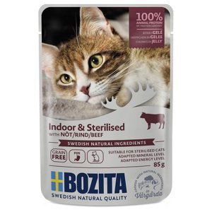 Výhodné balení Bozita Indoor & Sterilised kousky v želé 24 x 85 g - hovězí