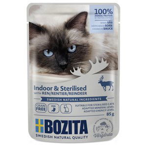 Výhodné balení Bozita Indoor & Sterilised kousky v omáčce 24 x 85 g - sobí