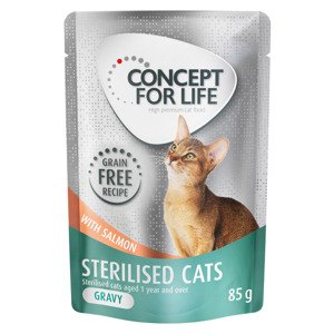 Výhodné balení Concept for Life bez obilovin 48 x 85 g - Sterilised Cats losos - v omáčce