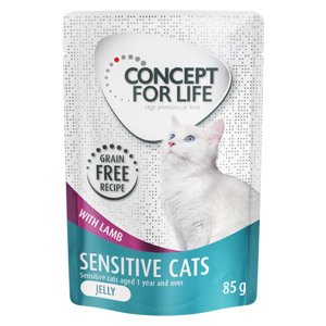 Výhodné balení Concept for Life bez obilovin 24 x 85 g - Senstive Cats jehněčí - v želé