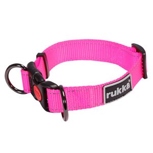 Rukka® Bliss neonový obojek, růžový - velikost M: obvod krku 30 - 50 cm, Š 25 mm