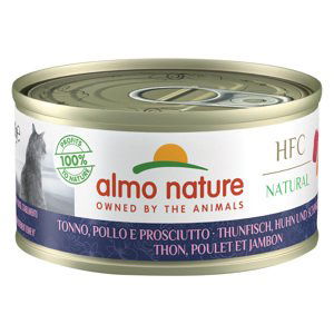 Almo Nature HFC Natural 6 x 70 g -  tuňák, kuře a šunka