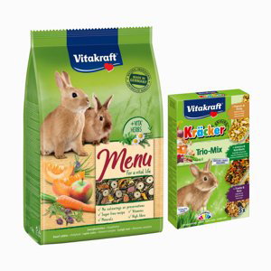 Vitakraft Menu Vital Rabbit 5 kg + Vitakraft krekry Trio-Mix 3 ks - 25 % sleva - Vital Rabbit 5 kg + Trio mix krekry 3 ks (popcorn, zelenina, hrozny)