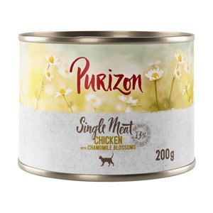 Purizon Adult - bezobilné 12 x 200 / 400 g - 10 + 2 zdarma - Single Meat  kuřecí s květy heřmánku 12 x 200 g