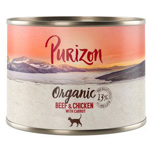 Purizon Adult - bezobilné 12 x 200 / 400 g - 10 + 2 zdarma -  Organic hovězí a kuřecí s mrkví 12 x 200 g