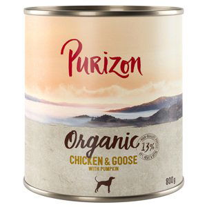 Purizon Organic výhodné balení 24 x 800 g - kuřecí a husa s dýní