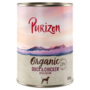 Purizon Organic výhodné balení 24 x 400 g - kachna a kuřecí s cuketou