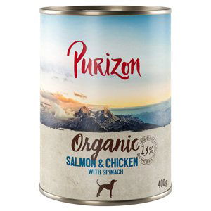 Purizon Organic výhodné balení 12 x 400 g - losos a kuřecí se špenátem