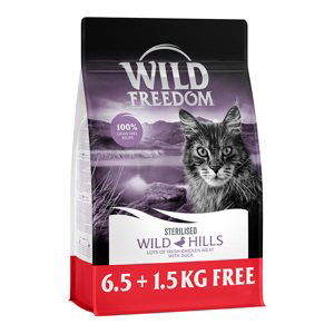 Wild Freedom granule - 6,5 kg + 1,5 kg zdarma - Adult "Wild Hills" Sterilised kachní - bez obilovin