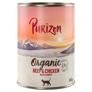 Purizon Organic 24 x 400 g výhodné balení  - hovězí a kuřecí s mrkví