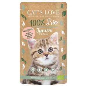 Cat's Love Bio 24 x 100 g – výhodné balení - Junior drůbeží