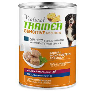 Natural Trainer Sensitive No Gluten Adult 12 x 400 g - pstruh a celozrnné obiloviny