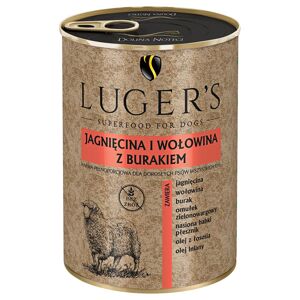 Luger's, vlhké krmivo, 12 x 400 g - Jehněčí a hovězí maso s červenou řepou