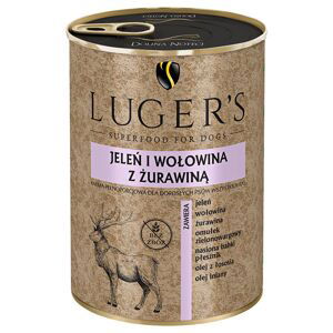 Luger's, vlhké krmivo, 12 x 400 g - Jelení a hovězí maso s brusinkami