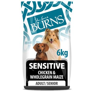 Burns Dog Adult & Senior Sensitive Chicken & Wholegrain Maize - 2 x 6 kg