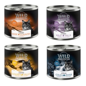 Wild Freedom Adult Sterilised 6 x 200 g – bez obilovin - míchané balení (2x kuře, 2x kuře a treska, 1x kuře a králík, 1x kuře a kachna)