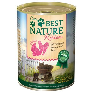 Best Nature Kitten 6 x 400 g - drůbeží srdce a rýže